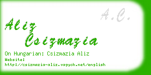 aliz csizmazia business card